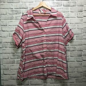 Chic Pink and White Striped Shirt